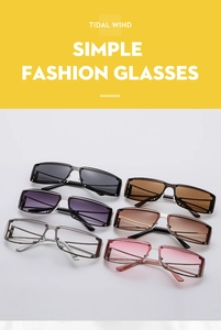 Collection of Y2K rectangle sunglasses in multiple colors like black brown and pink