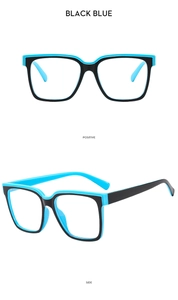 Vorder- und Seitenansicht der TR90 Brille in Schwarz-Blau mit Blaulichtfilter-Gläsern