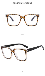 Detail der demi transparenten TR90 Brille mit Leopardenmuster in Seiten- und Frontansicht