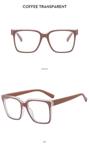 Detailansicht der kaffeebraunen TR90 Quadratbrille in Front- und Seitenansicht zeigt Design