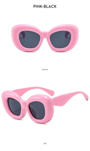 Vues détaillées de lunettes de soleil roses à monture épaisse style bulle Y2K tendance