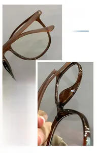 Detail of tortoiseshell TR90 glasses frames featuring metal hinges and nose pads