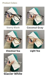 Detail showcasing five color options of TR90 anti-blue light glasses frames for women