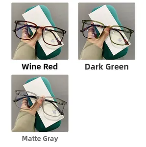 Detailed comparison of TR90 square glasses frames in burgundy, dark green, and matte grey