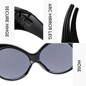Détail des lunettes Y2K montrant la charnière sécurisée et les branches arquées