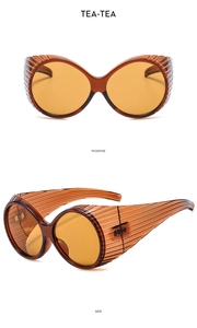 Vues détaillées de lunettes de soleil Y2K ambre surdimensionnées avec protections latérales