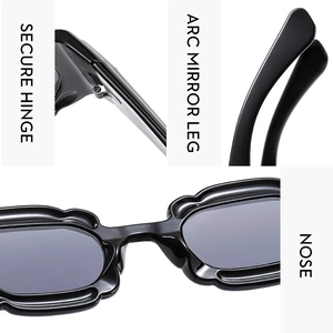 Détails de lunettes fleur avec charnières métalliques et branches arquées ergonomiques