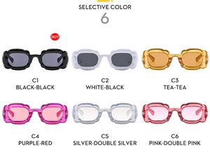 Lunettes de soleil fleur en six coloris variés avec montures ondulées et verres teintés