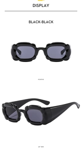 Détails de lunettes de soleil noires à monture fleurie, vues de face et sous un angle de 45°