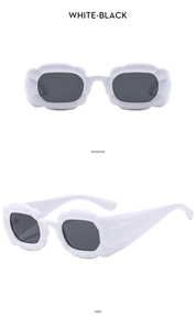 Vues détaillées de face et de profil de lunettes de soleil fleur blanches et noires