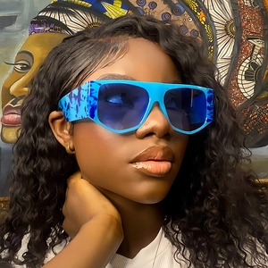 Trendy Square Large Frame Sunglasses UV400 Protection PC Frame Resin Lens Flat Top Wide Temple Streetwear For Women
