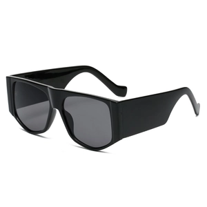 Fashion oversized square black sunglasses with thick frames and dark grey lenses for women