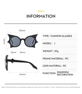 Tableau des tailles détaillé des lunettes chauve-souris montrant les dimensions et poids