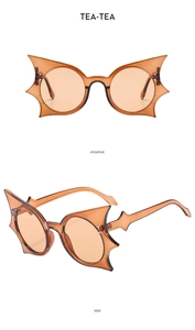 Vues détaillées des lunettes de soleil chauve-souris thé translucide de face et de profil