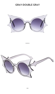 Lunettes de soleil ailes de chauve-souris grises avec vue de face et de côté
