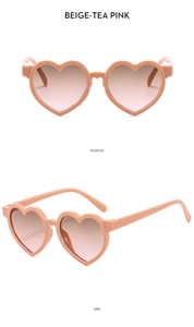 Détails des lunettes de soleil coeur pour enfants, beige-rose avec verres dégradés
