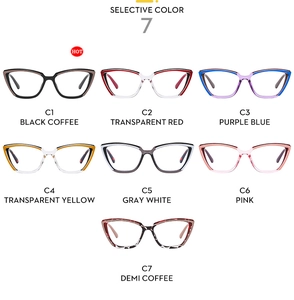 Montures de lunettes œil de chat anti-lumière bleue en sept combinaisons de couleurs