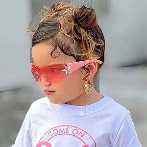 Lunettes De Soleil Y2K Enfants PC Intégré UV400 Décor Étoile Métal Rétro Futuriste Sport Pour Garçons Filles Été