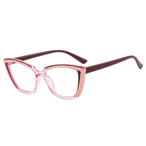 Monture de lunettes œil de chat TR90 pour femme en rose transparent et or rose