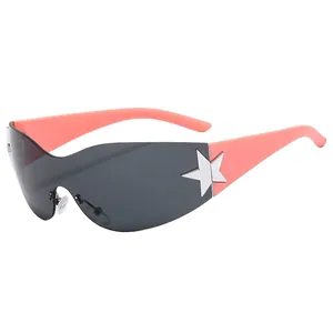 Lunettes de soleil Y2K pour enfants avec monture rose et verres gris pour l'été
