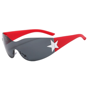 Lunettes de soleil Y2K enfant avec étoile, verres gris et branches rouges pour l'été