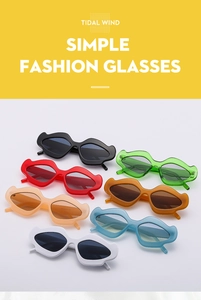 Detailed view of fashionable wavy-edge jelly color sunglasses in multiple vibrant hues