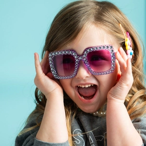 Kinder Übergroße Strass-Sonnenbrille mit lila Verlaufsgläsern für Party und Strandmode