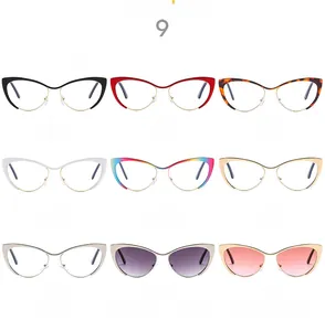Grille de couleurs pour montures de lunettes œil-de-chat anti-lumière bleue en neuf tons