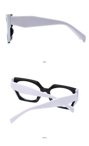 Detaillierte Seiten- und Rückansicht der TR90-Brille mit schwarzem Rahmen und weißen Bügeln