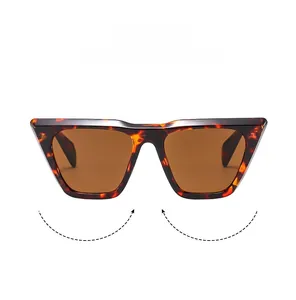 Detail view of retro cat-eye sunglasses with tortoise shell frames and brown lenses
