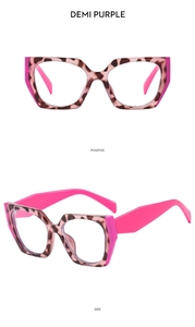 Detailansicht der Demi Purple TR90 übergroßen Brille mit Front- und Seitenperspektive