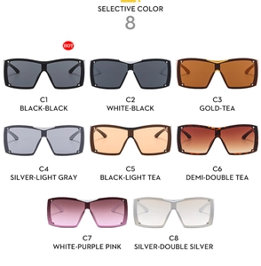 Detailed grid view showcasing eight colorful trendy Y2K oversized square sunglasses