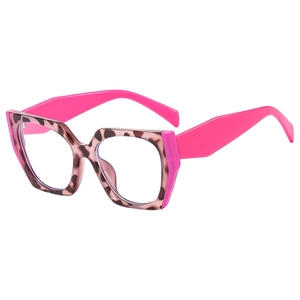 TR90 große Blaulichtfilter Brille mit rosa und Schildpatt-Leopardenmuster Gestell