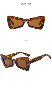 Front and side views of demi-tea butterfly sunglasses with retro oversized frames