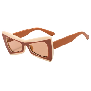 Chic butterfly shape sunglasses with tri-color frames and orange transparent lenses