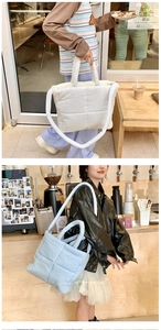 Chic quilted tote bag for women, large capacity stylish cloud shoulder bag with dual handles.
