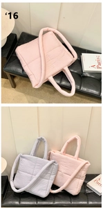 Padded quilted tote bag large capacity cotton shoulder bag casual stylish handbag for women