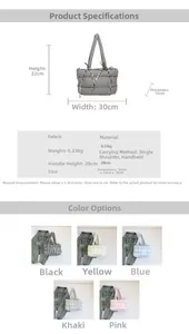 Spécifications de taille et options de couleurs pour le sac cabas matelassé tendance