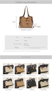 Size chart for canvas and PU tote bag showing dimensions 38x31x11.5cm with handle height