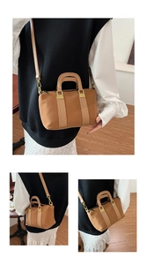 Detailed macro view of caramel brown tote bag with gold hardware and smooth vegan leather