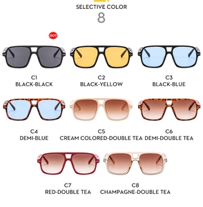 Matrix display of vintage aviator sunglasses in eight diverse frame and lens colors