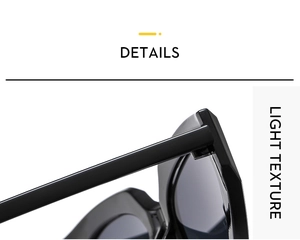 Close-up of durable hinge structure and glossy black frame on cat eye sunglasses