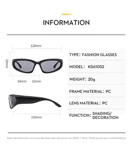 Kids Y2K sports cycling sunglasses dimensions and specifications for model KD61052