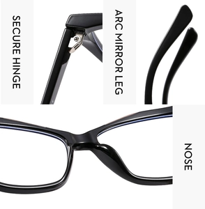 Detail showing secure metal hinges, arc mirror legs and nose pads of TR90 glasses