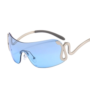 Lunettes de soleil Y2K avec verres bleu clair et détails de serpent argentés