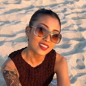 Schicke Y2K randlose Oversize-Sonnenbrille mit Metallrahmen und Verlaufsgläsern für Damen