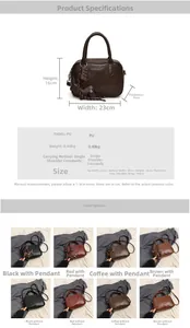Detailed dimension chart and multi-color options for the Boston crossbody handbag
