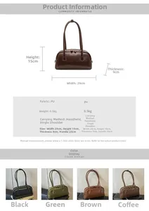 Detailed dimension chart and specifications for the stylish PU leather shoulder bag