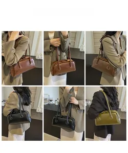 Three colors of Boston underarm bags shown through various stylish shoulder carry angles