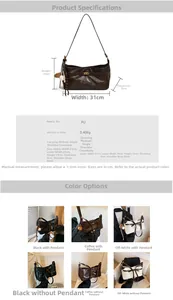 Detailed dimension guide and color options for the PU leather crossbody shoulder bag